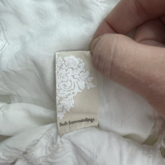 Soft Surroundings PM Petite Arlette Blouse Crochet Lace Embroidered Bell Sleeve - Picture 14 of 16